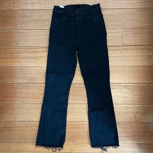 Mother Hustler High Rise Frayed Flare Leg Ankle Jeans